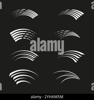 Curved line series. Arched abstract vector. Black and white layers. Decorative line pattern. Stock Vector