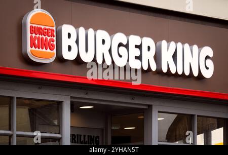 Burger King – multinational chain of hamburger fast food restaurant company. The global brand is the second largest hamburger chain in the USA Stock Photo