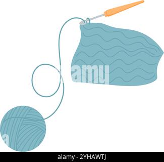 Ball of wool for knitting and crochet hook. Vector illustration image ...