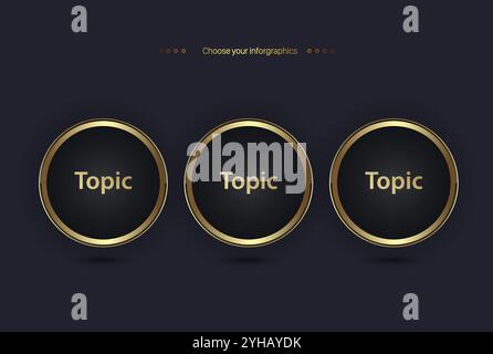 golden option vector design template used in UI, web, icons, elements, and Luxury multipurpose infographic Vector template with circles shape options Stock Vector