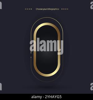 Premium multipurpose Infographic Vector template, an element option, golden version on a dark background Stock Vector