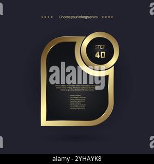 Luxury number 40 Level, option, chart, workstep, Premium multipurpose for levels Infographic Vector concept design, gold step, option on a dark backgr Stock Vector