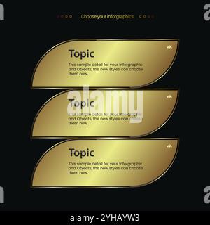 SET of golden Abstract business infographic, luxury option template gold, and premium Vector option illustration Stock Vector