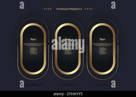Three option of premium vector design for chart, workflow, levels, process of works template, and Luxury multipurpose infographic Vector template with Stock Vector
