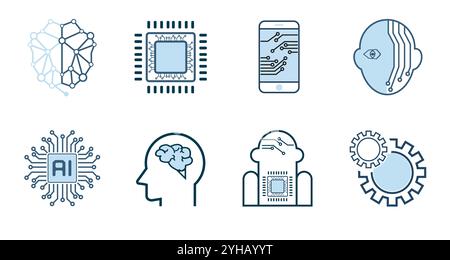 The artificial intelligence-AI groups of icons, symbols in Groups of ...