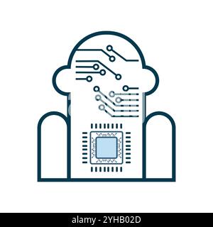 Robot AI idea and body of AI  technology head with circuits of robot system icons, a vector concepts illustration Stock Vector