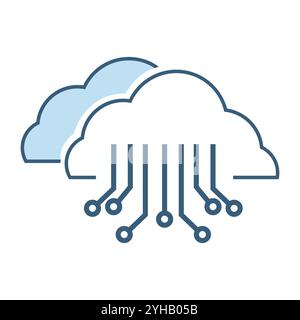 AI clouds back up process and AI-artificial intelligence icon, symbol, technology system and artificial intelligence world vector illustration Stock Vector