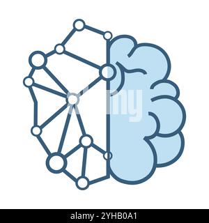 Brain of AI system icon, symbol, UI isorated design on white background, a modern AI  technology head with circuits of robot system icons, a vector co Stock Vector