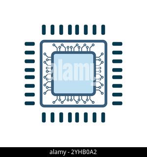 Chip technology circuits system icons design, a vector AI symbol concept design for UI creation, artificial intelligence icon concepts such as robot, Stock Vector