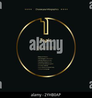 Vector golden, premuim, luxury multipurpose Infographic template design, a options and element on vertical dark background Stock Vector