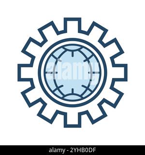 world lines in the technology system and artificial intelligence head and brain for connection of AI technology icons design in vector illustration, A Stock Vector