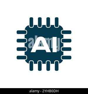 AI chip icon vector illustration design, AI symbol, AI concept and Artificial intelligence head icon vector, AI icon vector design Stock Vector