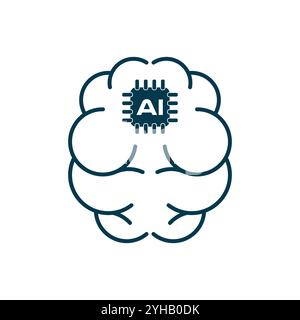 AI brain vector icon for graphic design, symbol, web site, vector illustration Stock Vector