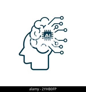 Artificial intelligence head icon vector, AI icon vector design, used in Ai Concepts, artificial intelligence icon Stock Vector