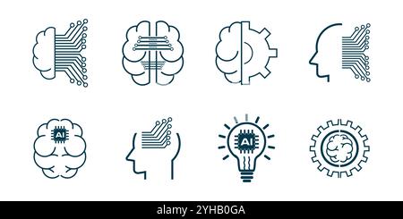 Set of icons Innovation, such as analysis, technology, startup, business solution and more. Vector illustration isolated on white background Stock Vector