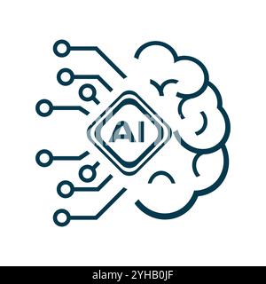 AI brain with lines of connection style setting up for new installation icon, and Artifical intelligent symbol concepts design Stock Vector