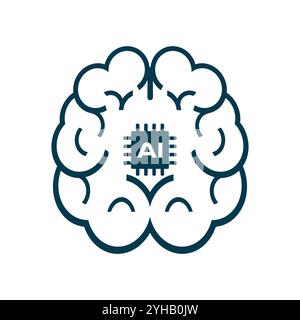 Brin of Artificial intelligence icons, AI icon vector design, used in Ai Concepts, artificial intelligence icon set in line style Stock Vector