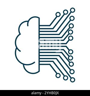 Artificial intelligent icons of high quality AI symbols, artificial intelligence icon set in line style, vector illustration Stock Vector