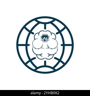 The world of artificial intelligent chip technology sym for UI of wep, app, vector illustration Stock Vector