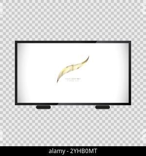 Mock-up of 4K TV flat screen LED, plasma, realistic illustration, White blank monitor mockup. wide flatscreen monitor hanging on the wall concepts Stock Vector