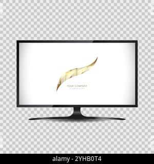 Standee board of realistic TV screen mock-up on isorated background, LED screen type used in ads, Large flat computer monitor display mockup concept Stock Vector