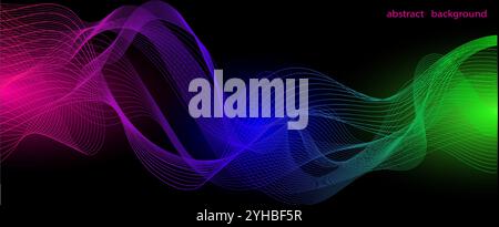 This image features a colorful wave pattern with flowing lines on a dark background. It captures a modern abstract concept, creating a dynamic visual Stock Vector