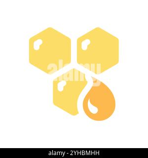 Honeycomb and honey drop vector icon. Colorful honey symbol. Stock Vector