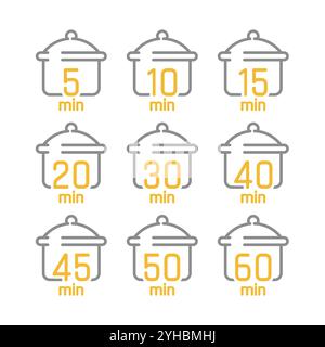 Cook time minutes. Meal preparation time icons. Cook time icons ...