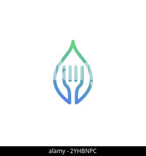 leaf fork combination logo design. food and drink logo Stock Vector