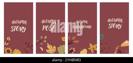 Vertical card template for fall autumn holidays. Banner for thanksgiving holiday, october seasonal celebration design. Stock Vector