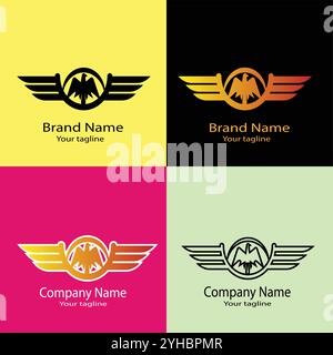Four logo designs with different craftsmanship of the same shape Stock Vector