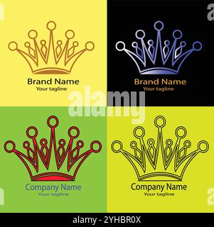 Four logo designs with different craftsmanship of the same shape Stock Vector