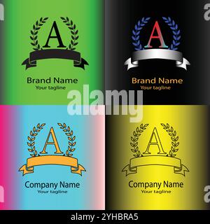 Four logo designs with different craftsmanship of the same shape Stock Vector