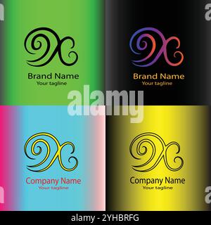 Four logo designs with different craftsmanship of the same shape Stock Vector