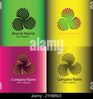 Four logo designs with different craftsmanship of the same shape Stock Vector
