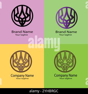 Four logo designs with different craftsmanship of the same shape Stock Vector