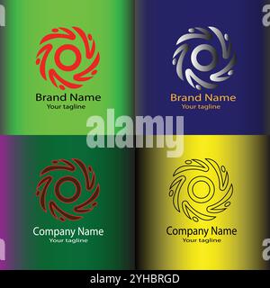 Four logo designs with different craftsmanship of the same shape Stock Vector
