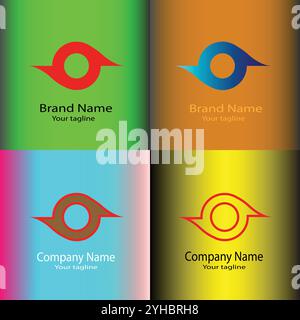 Four logo designs with different craftsmanship of the same shape Stock Vector
