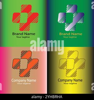 Four logo designs with different craftsmanship of the same shape Stock Vector