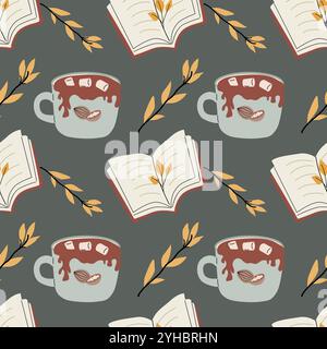 Autumn fall thanksgiving day seamless pattern with cute leaves, things, pumkins. Harvest decoration design. Square background with leaves, acorns, nut Stock Vector