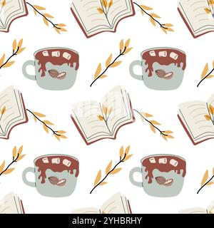 Autumn fall thanksgiving day seamless pattern with cute leaves, things, pumkins. Harvest decoration design. Square background with leaves, acorns, nut Stock Vector