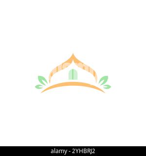 Mosque Leaf logo design vector illustration. Creative Islamic logo design Stock Vector