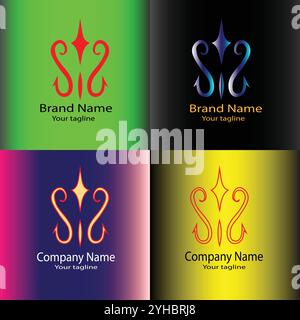 Four logo designs with different craftsmanship of the same shape Stock Vector