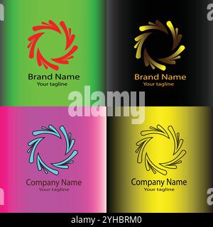 Four logo designs with different craftsmanship of the same shape Stock Vector