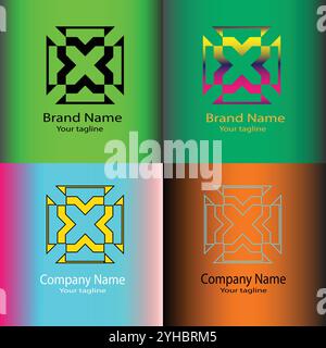 Four logo designs with different craftsmanship of the same shape Stock Vector