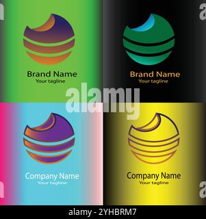 Four logo designs with different craftsmanship of the same shape Stock Vector