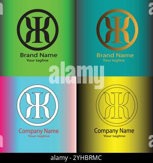 Four logo designs with different craftsmanship of the same shape Stock Vector