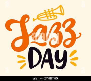 Jazz Day Holiday Lettering Banner Card Typography Stock Vector