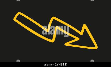 Scribble Zigzag Arrow Sign Hand Drawn Vector Icon Stock Vector