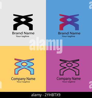 Four logo designs with different craftsmanship of the same shape Stock Vector
